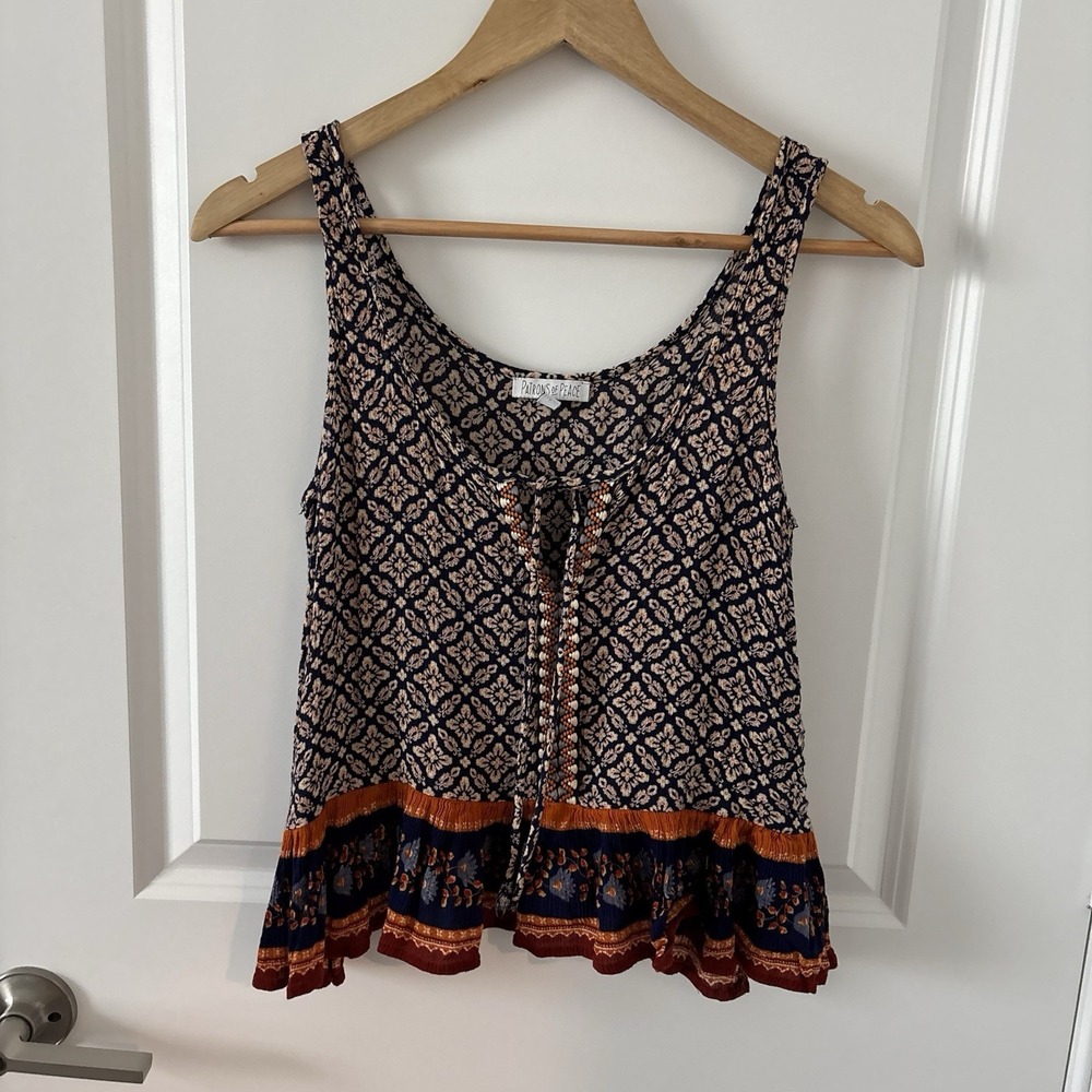 Patrons of Peace Boho Floral Print Sleeveless Top Size S